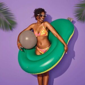 Sun Squad Inflatable Giant Avocado With Beach BallPool Float Large 57" Ages 14+